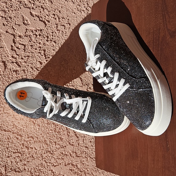 Jessica Simpson Comirra Rhinestones Platform Sneakers Tennis Shoes 11 - Picture 1 of 14